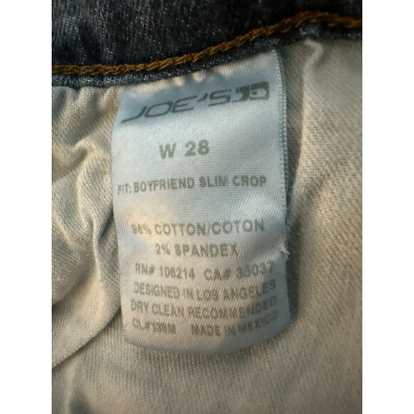 Joes Jeans Women 28 Blue Edison Destroy Denim Kency Mid Rise Boyfriend Slim Crop - Picture 7 of 9